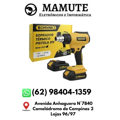 Soprador Térmico Pistola 21v A Bateria 30-550° Digital S Fio Amarelo 21v Portátil