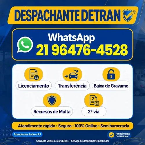 DESPACHANTE DETRAN RJ - Licenciamento, Transferência e Recursos
