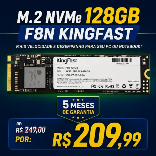 SSD M.2 NVMe 128GB KingFast F8N com Garantia