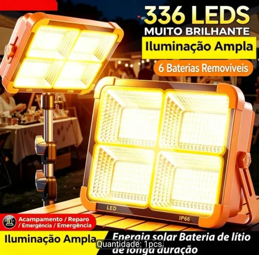 Refletor a bateria recarregável, usb e luz solar, novo
