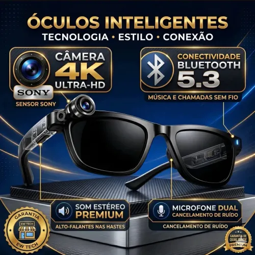 Óculos Inteligente Microwear W AI 3 Câmera 13MP Bluetooth IA
