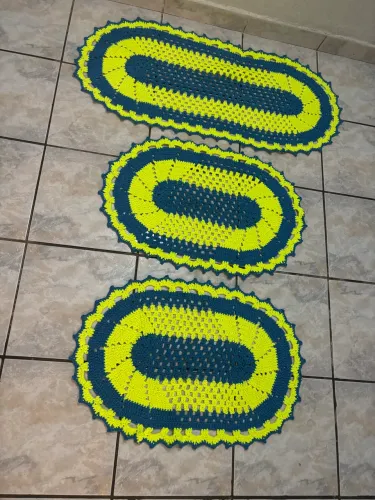 Jogo De Passadeira Em Crochê Oval (3 Peças) - Novo / Artesanal