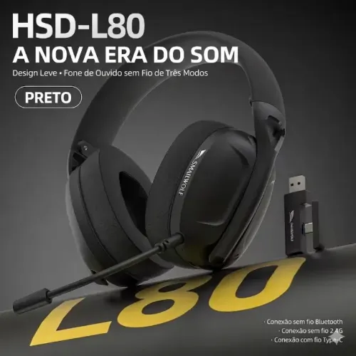 Headset Gamer Smailwolf L80 Sem Fio P/ PC, PS5, PS4, Nintendo Switch