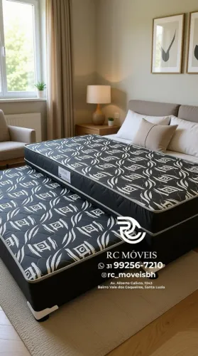 Cama Box Solteiro Bibox 88x1,88 com Auxiliar D33 Floral Preto Resistente