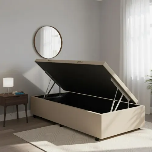 Box Baú Soeiro Veludo bege Alto nível/ pronta entrega