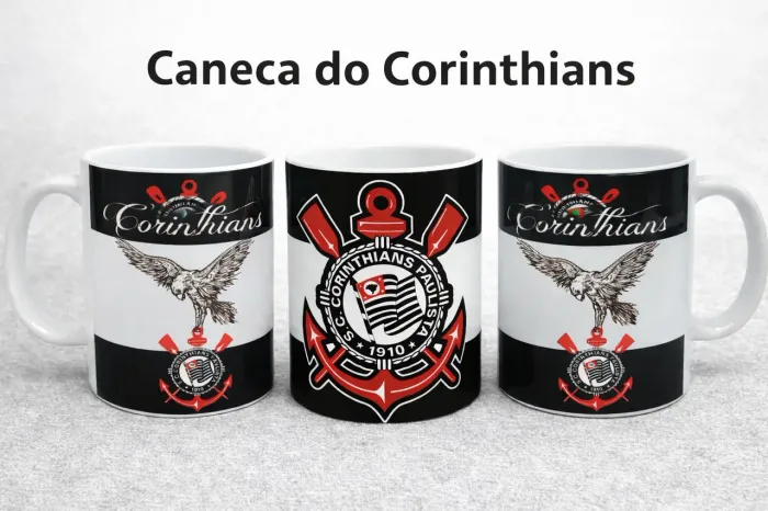 Caneca do Corinthians Cerâmica 325ml a pronta entrega