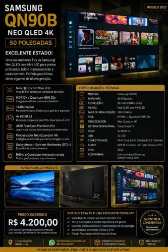 Samsung QN90B 50? Neo QLED 4K 144Hz - Excelente Estado