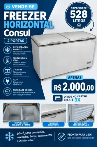Freezer Consul Horizontal, 2 portas, 127 v, 528 L