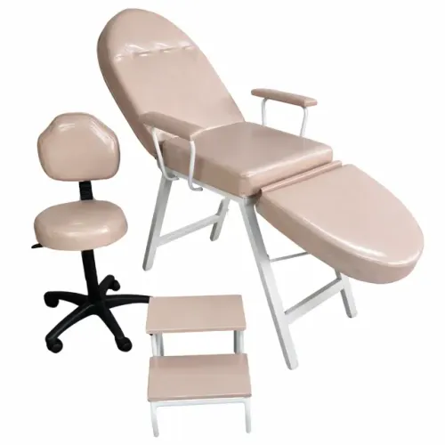 Kit Maca Estética 3 Posições + Mocho Com Encosto + Escada