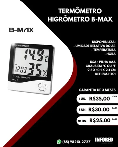Termômetro higrômetro B-max BM-HTC1