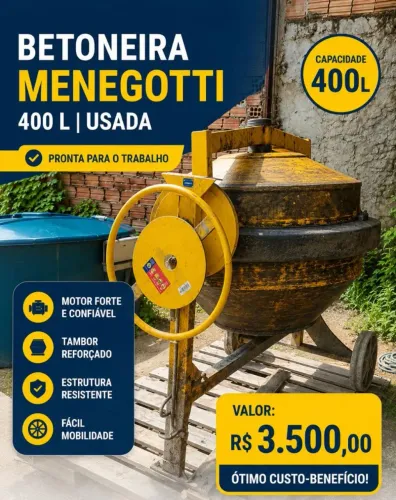 Betoneira 400L Menegotti usada