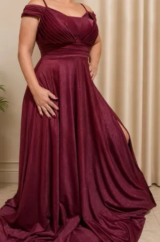 Vestido Festa Madrinha/convidada Marsala brilhoso lindíssimo!!!