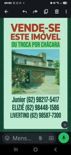 Vende-se ou troca por chacara.