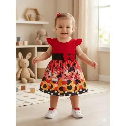 Vestido Minnie Infantil Luxo Temático Festa Princesa