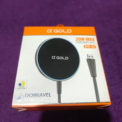 CARREGADOR SEM FIO INDUÇÃO SLIM 20W TURBO ULTRA RÁPIDO COR PRETO