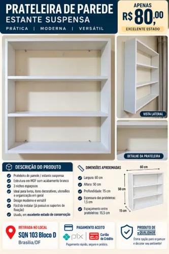 Prateleira em MDF Branca (Perfeita)