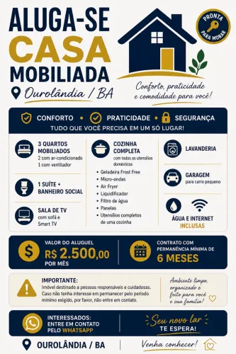 Casa mobiliada Ourolândia ba