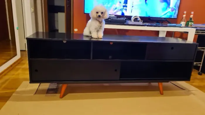 Rack Retrô para TV até 60'' 4 Nichos 1 Gaveta Preto