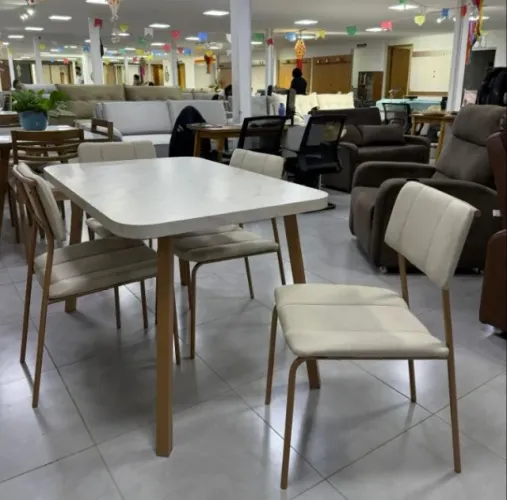 Mesa de Jantar com 4 Cadeiras Carraro 120x80cm - Capital Atacadista - ENTREGA EM 24H