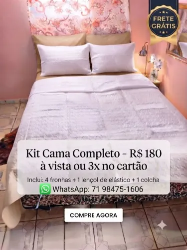 ?Kit Cama Casal Super Completo 6 Peças (4 Fronhas + Colcha + Lençol) | Lar & Aconchego