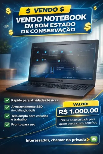 NOTEBOOK EM BOM ESTADO 4GB RAM, SSD 250GB, PROCESSADOR 1.1GHZ