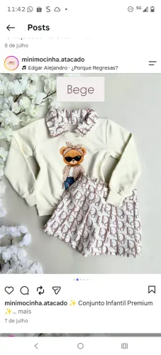 Conjunto de Manga com short saia