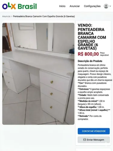 Penteadeira camarim branca