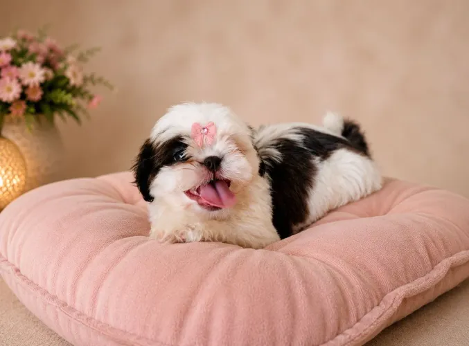 Shih Tzu fêmea micro focinho marrom e olhos verdes 