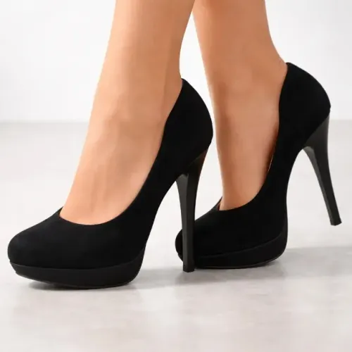 Sapato Scarpin meia pata Vizzano Camurça Preto