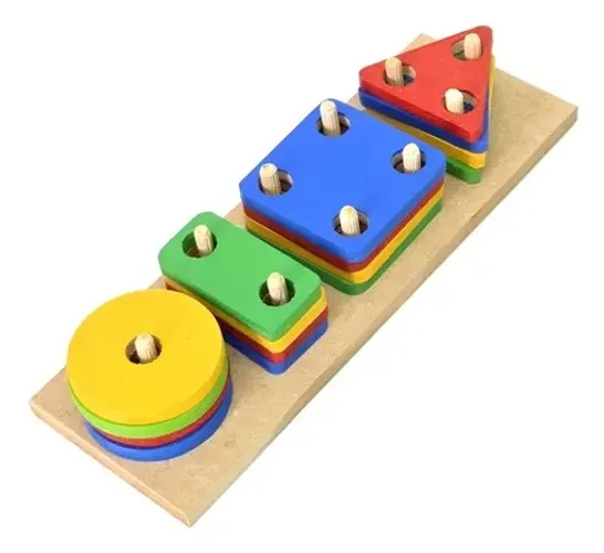 prancha de formas geométricas em madeira brinquedo educativo bin004