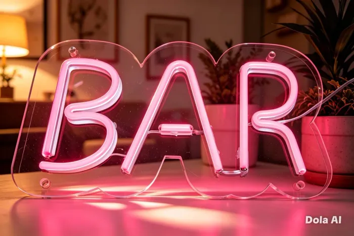 Letreiro escrito a palavra BAR somente na cor rosa (NOVO) TAM 20X40