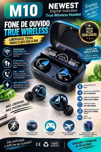 Fone de Ouvido M10 BT Wireless