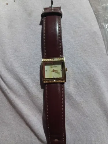 Relógio feminino da marca tecnológica pulseira de couro legítimo 