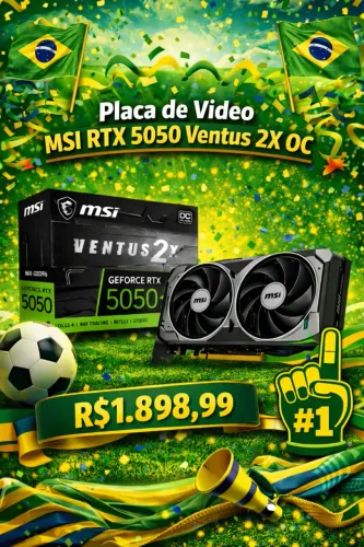 Placa de Vídeo MSI GeForce RTX 5050 8G VENTUS 2X OC , 8GB GDDR6,(Nova/Garantia)