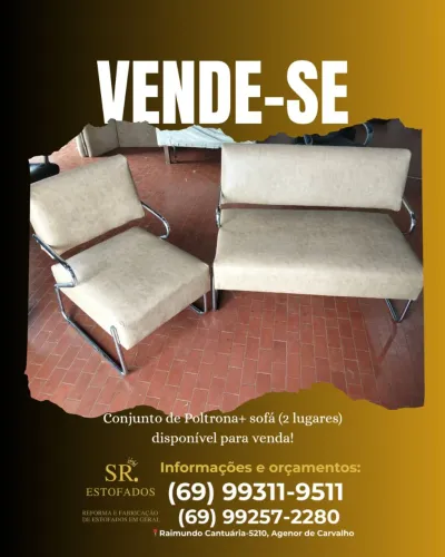 Conjunto sofá 2 lugares com poltrona