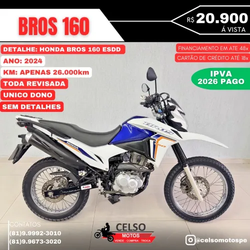 BROS 160 2024 c/26.000km IPVA26 PAGO FINANCIO 48x Aceito sua moto