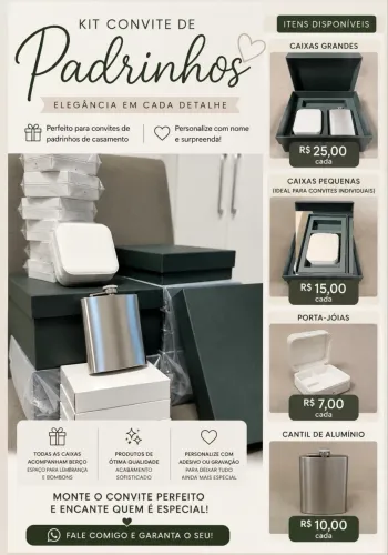 Kit para convite de padrinhos de casamento 