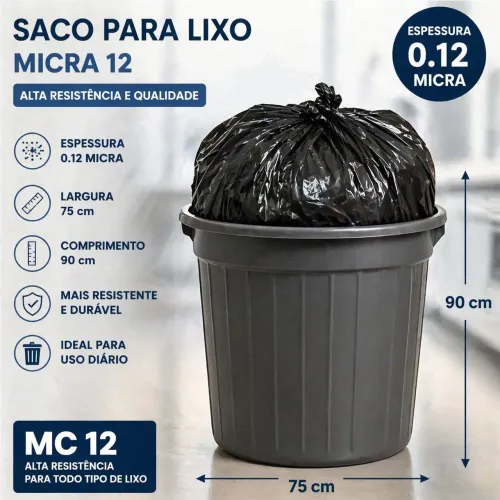 100un Sacos  Preto Para Lixo 100l (Reforçado micra 0,12,) 75×90 (LEIA O ANÚNCIO)