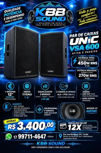 PAR DE CAIXAS UNIC VSA 600 - ATIVA + PASSIVA