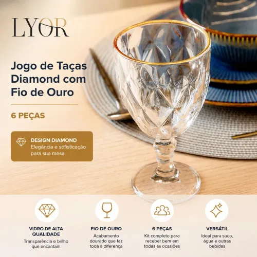? Jogo de Taças Diamond LYOR - Sofisticação para sua mesa! ?