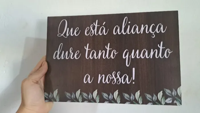 Placa para casamento, entrega das alianças