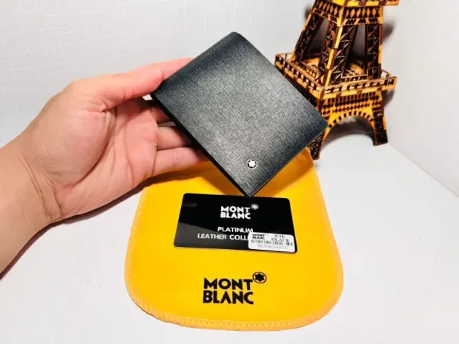 CARTEIRA MASCULINA MONTBLANC COURO PRETO TEXTURIZADO PREMIUM 2026 LANÇAMENTO MB