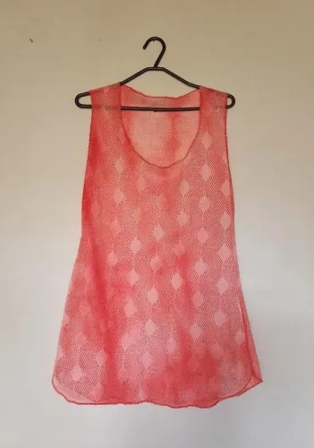 Saída de praia rosa/coral neon transparente