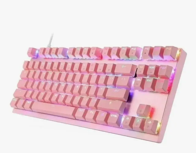 Teclado Gamer Mecânico Motospeed CK82 Rosa RGB Switch Red