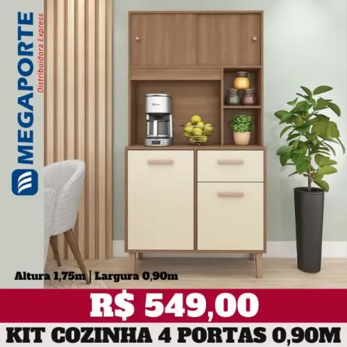 Armário de Cozinha Kit 4 Portas 1 Gaveta (Novo) Entrega Grátis!