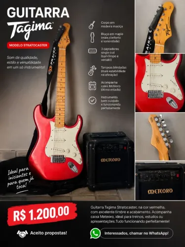 Vendo guitarra tagima + caixa de som meteoro + a capa e outros ecessorios