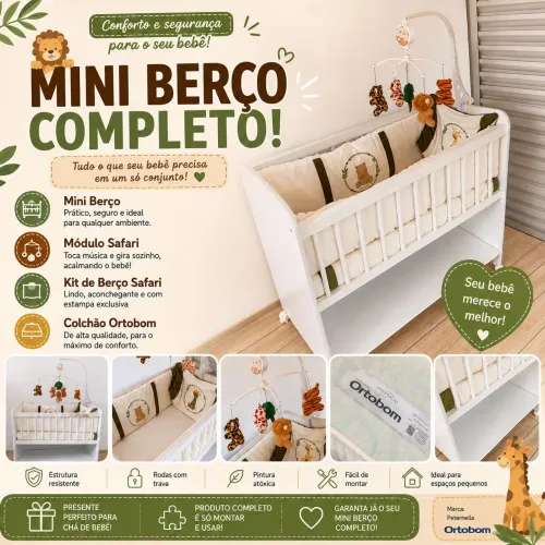 Mini berço completo - kit mini berço