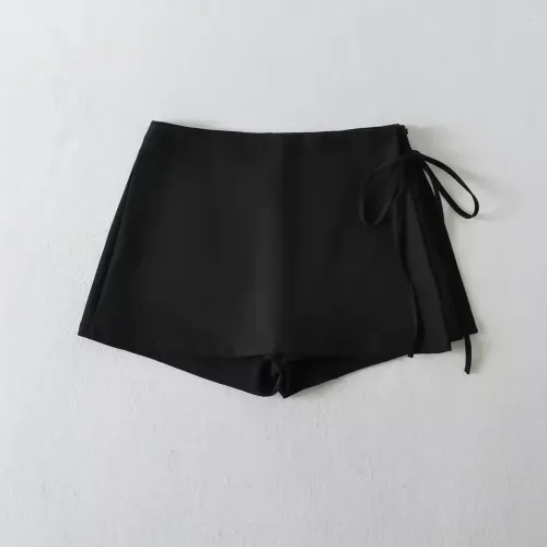 short saia zara couro acetinado 