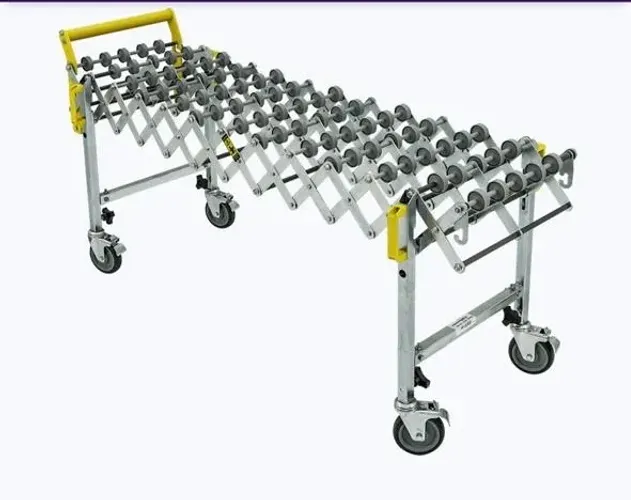 Esteira transportadora articulável de rodízios 