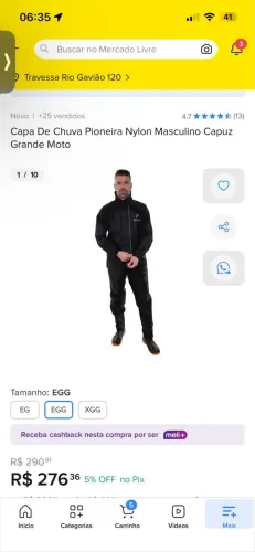 Capa de chuva motoqueiRo EGG com polaina